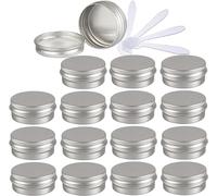 bouteilles de voyage pour articles de toilette， Boîtes rondes vides en aluminium bleues de 10ml, avec couvercles à vis, Pots de stockage, conteneurs de cosmétiques, Pots avec 6 spatules, 48 pièces(S