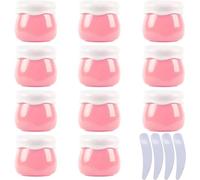 Bouteilles de Voyage pour Articles de Toilette， Lot de 12 Pots vides en Plastique Rose de 10 ML for cosmétiques, récipient de Stockage for baume à lèvres, Lotion, Bouteille de Voyage for crème for Le
