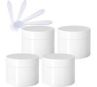 bouteilles de voyage pour articles de toilette， Lot de 4 pots cosmétiques vides en plastique blanc épais et brillant de 100 ml avec couvercle à vis, doublure intérieure, bouteilles d'échantillon de vo