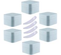Bouteilles de Voyage pour Articles de Toilette， Lot de 6 Pots à crème carrés en Plastique Bleu de 30 ML, Pots cosmétiques avec Doublure intérieure, for baume à lèvres, Lotion(Blue,50ml)