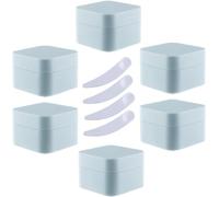 Bouteilles de Voyage pour Articles de Toilette， Lot de 6 Pots à crème carrés en Plastique Bleu de 30 ML, Pots cosmétiques avec Doublure intérieure, for baume à lèvres, Lotion(Blue,30ml)