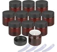 Bouteilles de Voyage pour Articles de Toilette， Pots à cosmétiques vides en Plastique Marron de 100ml, avec Doublure intérieure et couvercles Noirs, Ensemble de récipients de Maquillage, Paquet de 12