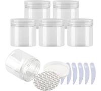 bouteilles de voyage pour articles de toilette， Pots à crème en plastique bleu de 100ml, Pots cosmétiques avec couvercles transparents, conteneurs for articles de toilette, paquet de 6(Transparent,200
