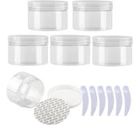 bouteilles de voyage pour articles de toilette， Pots à crème en plastique bleu de 100ml, Pots cosmétiques avec couvercles transparents, conteneurs for articles de toilette, paquet de 6(Transparent,150