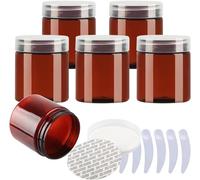 Bouteilles de Voyage pour Articles de Toilette， Pots à crème en Plastique Bleu de 100ml, Pots cosmétiques avec couvercles Transparents, conteneurs for Articles de Toilette, Paquet de 6(Bruin,200ml)