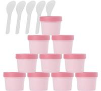 Bouteilles de Voyage pour Articles de Toilette, Pots en Plastique vides for Masque Facial Rose de 50ml, 12 pièces, Pots cosmétiques étanches de 50g avec couvercles et 6 spatules
