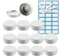 Bouteilles de Voyage pour Articles de Toilette, Pots Ronds vides en Aluminium Rose de 30ml, avec couvercles à vis, conteneurs for cosmétiques, baume à lèvres, avec 5 cuillères, 1 étiquette, 10 pièces