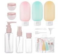 Bouteilles de voyage pour remplir des bouteilles en plastique Ensemble de voyage portable de 11 pièces avec vaporisateurs, flacons à pompe et pots de crème contenants cosmétiques liquides