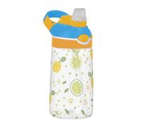 Bouteilles d'eau de sport avec couvercle à bec verseur anti-fuite - Tasse en Tritan portable pour salle de sport, voyage, maison, école, bureau - Jaune citron et feuille