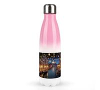 Bouteilles d'eau en métal de 500 ml, belle Venise la nuit imprimée 500 ml, bouteille d'eau isotherme anti-fuite en acier inoxydable pour boissons froides et chaudes