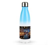 Bouteilles d'eau en métal de 500 ml, belle Venise la nuit imprimée 500 ml, bouteille d'eau isotherme anti-fuite en acier inoxydable pour boissons froides et chaudes