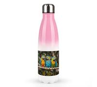 Bouteilles d'eau en métal de 500 ml, trois perroquets imprimés, bouteille d'eau isotherme anti-fuite en acier inoxydable pour boissons froides et chaudes