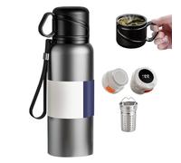 Bouteilles d'eau intelligentes 4 en 1 avec affichage numérique de la température LED pour café et thé - Bouteille thermique à double paroi isotherme en acier inoxydable anti-fuite - Tasse de voyage