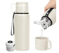 Bouteilles d'eau intelligentes avec affichage numérique de la température LED pour café, thé, voyage, tasse à double paroi isotherme en acier inoxydable, bouteille thermique anti-fuite (blanc, 1 200