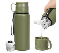 Bouteilles d'eau intelligentes avec affichage numérique de la température LED pour café, thé, voyage, tasse à double paroi isotherme en acier inoxydable, bouteille thermique anti-fuite (vert, 800 ml)