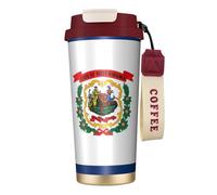 Bouteilles d'eau isothermes en acier inoxydable avec couvercle à pailles, motif drapeau de l'État de Virginie-Occidentale, rouge