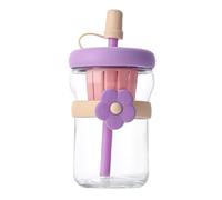 Bouteilles d'eau réutilisables en verre transparent - Bouteille en verre transparent anti-fuite, grand récipient avec paille pour thé, lait, jus, boissons