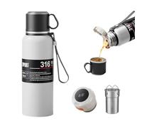 Bouteilles d'eau thermiques 4 en 1 avec tasse de voyage, bouchon de tasse à café, affichage numérique intelligent de la température, infuseur à thé, large ouverture, tasse isotherme en acier