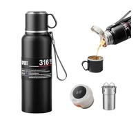 Bouteilles d'eau thermiques 4 en 1 avec tasse de voyage, bouchon de tasse à café, affichage numérique intelligent de la température, infuseur à thé, large ouverture, tasse isotherme en acier