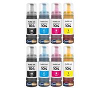 Bouteilles d'encre E104BK E104C E104M E104Y C13T00P140 C13T00P240 C13T00P340 C13T00P440 104 Compatible pour Epson EcoTank ET-2710 ET-2720 ET-2810 ET-4800 Noir et Couleurs 70 ML Pack 8 4500 Pages