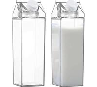 Bouteilles en Carton de Lait, 500ml/1L Bouteille d'eau Transparent en Plastique, Gourde à eau Portatif, Bouteille de Jus Vide Boissons Limonade thé Glacé pour Frigo Camping Pique-nique Sport Voyage