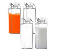 Bouteilles en Lait Transparent 500ml/1L, Bouteille d'eau Plastique Reutilisable, Bouteille Jus Fruits pour Frigo Camping Pique-Nique Sport Voyage, Tasse à Eau Gourà Eau Portatif