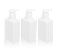 Bouteilles en Plastique avec Distributeur de Pompe, 3Pcs 150ml Distributeur de Lotion en Plastique Carré Rechargeable Bouteille de Pompe de Lotion Vide pour Shampooing Body Wash (#1)
