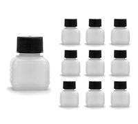 Bouteilles en plastique Octopus 10 x 30 ml, bouteilles en plastique PE-HD avec bouchon à vis de noire, bouteilles vides avec bouchons à vis noire, bouteilles carrées. Dix étiquettes incluses.