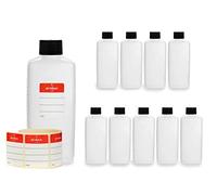 Bouteilles en plastique Octopus 10x 250 ml, bouteilles en plastique PE-HD avec bouchon à vis de noire, bouteilles vides avec bouchons à vis noire, bouteilles carrées, étiquettes incluses