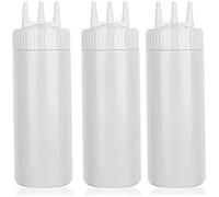 Bouteilles en plastique pour condiments, Bouteilles de distribution à 3 trous for condiments en plastique, Ketchup de 650ml, à presser, bouteilles de distribution for huile, Sauces BBQ, peinture, 3 pi