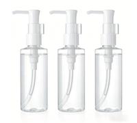 Bouteilles en plastique transparent avec pompe, distributeurs rechargeables de 50 ml, 100 ml, 120 ml, 150 ml et 200 ml, lot de 3, idéal pour les voyages