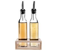 Bouteilles en verre pour huile et vinaigre avec distributeur sur support 2x 300