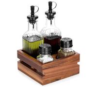Bouteilles huile vinaigre salière poivrière avec support 5 pcs set cuisine