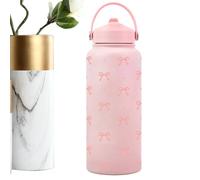 Bouteilles isolées - Flash en acier inoxydable 1L, coupe de motif d'arc mignon, bouteille d'eau à vide portable avec paille à boire | Conteneur de boisson pour Hot Cold Cake School Sports Outdoor Trav