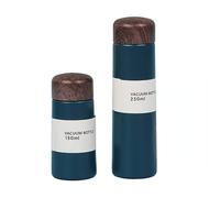 Bouteilles Isothermes 250ml, Mini Tasse Thermos en Acier Inoxydable Grain De Bois Bouteilles sous Vide Portatives Mini Tasse à Café avec Fuite De Thé pour La Maison, Les Voyages Et L'extéRieur (Bleu)