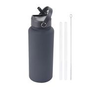 Bouteilles isothermes en acier inoxydable avec couvercle et poignée, 1 L, bouteilles isothermes réutilisables, bouteilles isothermes sans BPA pour enfants, enfants, sports, universités, école Gri