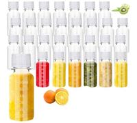 Bouteilles Jus Plastique Bouteilles en plastique graduées, petits shots de gingembre transparents, mini bouteille d'eau, jus sauce piquante à la vanille, 48 pièces, 2 oz