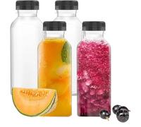 Bouteilles Jus Plastique Lot de 2, 15, 8 ou 24 bouteilles jus en plastique 35 ontenants transparents vides avec couvercles inviolables for, lait et autres boissons(24PCS)