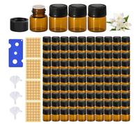 Bouteilles Miniatures Pour Huiles Essentielles : 100 Pièces Flacons En Verre Brun, Flacons Vides Bruns Avec Étiquette, Entonnoir Et Décapsuleur, pour Aromathérapie et Massages (1ml Brun)