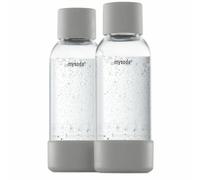 Mysoda Quick-Connect Ensemble de 2 bouteilles d'eau de 0,5 l, réutilisables, en plastique, sans BPA, gris
