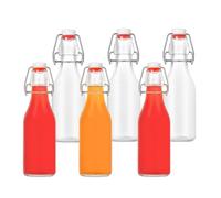 Bouteilles Relaxdays à remplir, Lot de 6, 250 ML, Bouchon à Fil, Verre pour Huile, vinaigre, Liqueur, jus, Transparent