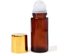 Bouteilles roller vides de 50 ml, flacon à rouler en verre ambré avec cristal pour huiles essentielles, contenants de déodorant vides rechargeables pour voyage, blanc
