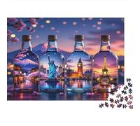Bouteilles Souvenir de Voyage Puzzle 1000 Pièces pour Adultes et Enfants, Exposition de Bouteilles Souvenir de Voyage, Art Moderne, Jeu Cadeau Unique, Activité Familiale, Cadeau pour Femme
