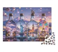 Bouteilles Souvenirs de Voyage - Puzzle de 1000 pièces - Motif Hibou - Art Monumental - Jeu éducatif pour Adultes - Décoration élégante - Cadeau d'anniversaire Stimulant - 70 x 50 cm / 1000 pièces