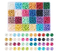 Boutigem 1200 pièces de perles rondes en verre de 24 couleurs, 6 mm, pour collier, bracelet, boucle d'oreille, fabrication de bijoux