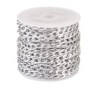 Boutigem Chaîne à gros maillons en aluminium, non soudée, torsadée, 7x4x1,2 mm, pour fabrication de bijoux, colliers, bracelets, 5 m