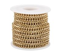 Boutigem Chaîne à maillons ovales en aluminium doré avec bobine pour loisirs créatifs, colliers, bracelets, boucles d'oreilles, bijoux - 5 m - 10 x 6,5 x 1 mm