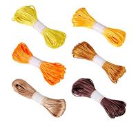 Boutigem Cordon en nylon satiné de 3 mm pour bracelet tressé nœud chinois, macramé et fabrication de bijoux - 6 couleurs - Jaune