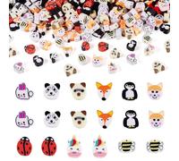 Boutigem Ensemble de Perles en Argile de Formes d'Animaux et d'Insectes 80G Abeilles, Coccinelles, Renards, Lapins, Pingouins, Pandas - Perles en Argile Polymère Fait Main pour la Fabrication de