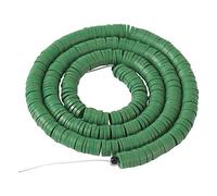 Boutigem Heishi Lot de 380 perles rondes et plates en argile polymère pour fabrication de bijoux Vert d'eau foncé 6 mm